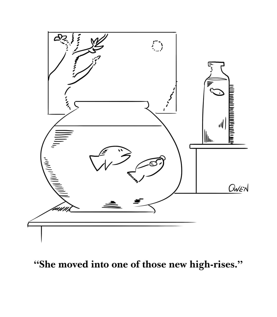 Cartoon: 'She moved into one of those new high-rises.'